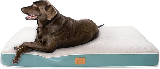 Orthopedic Dog Bed for Large Dogs, Waterproof Deluxe Plush Dog Crate Bed with Removable Washable Cover & Anti-Slip Bottom, Egg Crate Foam Pet Bed Mat, 36 x 27 Inches, Blue