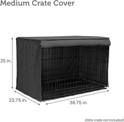 Friends Forever Metal Dog Crate Cover 36 inch, Wire Dog Kennel Cover w/Light Blocking Protective Curtain, Dog Cage Cover w/Roller Shades, Machine Washable, Trucker Black