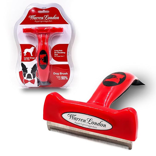 Deshedding Dog Brush by Warren London | Stainless Steel Deshedding Tool | Long Hair - Large
