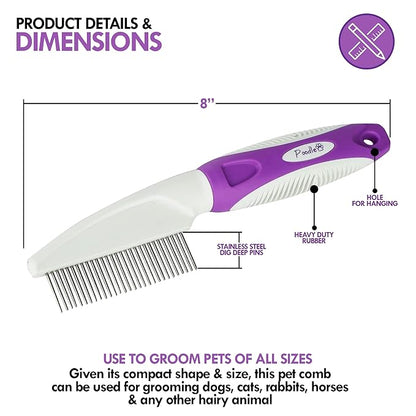 Pet Comb to Comb Your Dogs,Cats,Poodles Hair- Rotatable Pins, Easy to Use, Slip Proof- Best Dog Comb for Grooming Your Dog