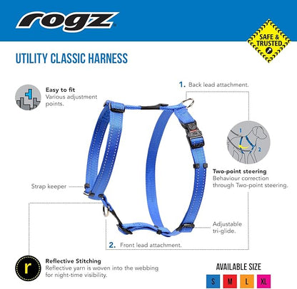 Reflective Adjustable Dog H Harness for Extra Large Dogs; matching collar and leash available, Black