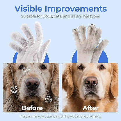 Pet Cleaning Glove Wipes for Dogs & Cats, Hypoallergenic Deodorizing Disposable Bathing Wipes,No-Rinse Grooming Wipes,Perfect for Pet Dry Cleaning,Daily Care and Travel, Coconut Scent, 24 pcs