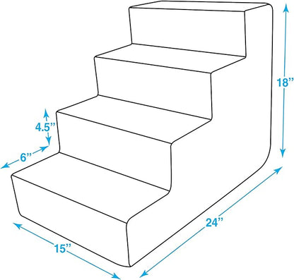 Best Pet Supplies Dog Stairs for Small Dogs & Cats, Foam Pet Steps Portable Ramp for Couch Sofa and High Bed Non-Slip Balanced Indoor Step Support, Paw Safe No Assembly - Dark Gray Linen, 4-Step