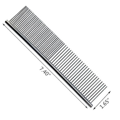 Stainless Steel Pet Grooming Comb with Rounded Ends - Professional Tool for Long and Short-Haired Dogs, Cats and Greyhounds