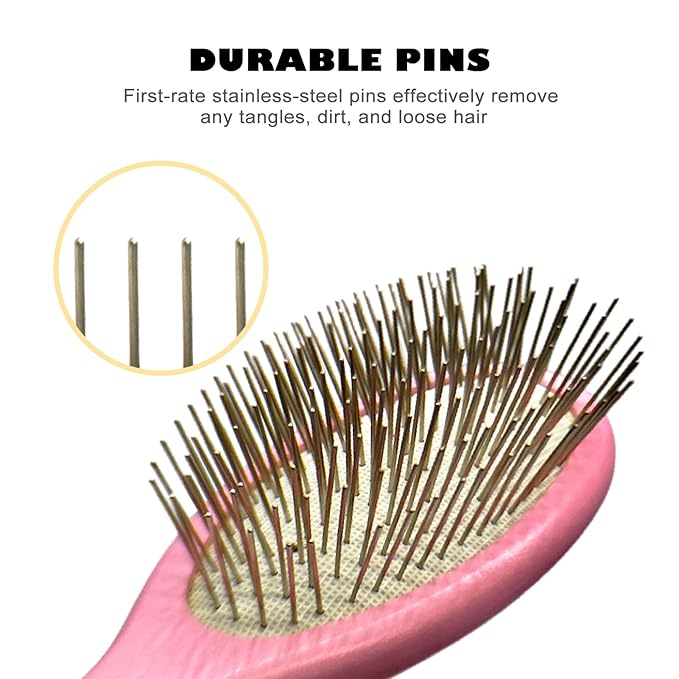Der Meister Pin Brush, Pets Shedding, Dematting and Grooming Tool for Dogs and Cats With All Hair Types, Remove Loose Fur, Undercoat, Mats, Tangled Hair, Knots (Pink)