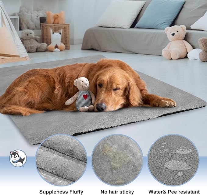 Explore Land Dog Crate Pan Cover with Softer Fluffy Top for 48 inch Dog Cage - Reversible Washable Liner for Dog Crate Tray