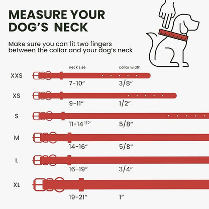 BRONZEDOG Rolled Leather Dog Collar with QR ID Tag Adjustable Soft Round Collars for Small Medium Large Dogs Puppy Cat (7" - 10" Neck Size, Classic Red)