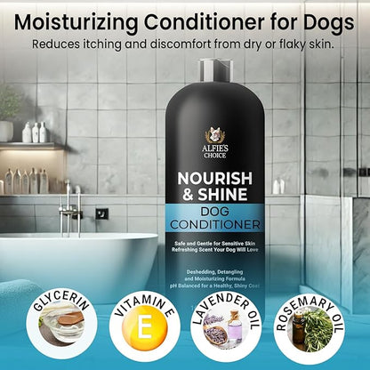 Dog Conditioner for Itchy Skin & Detangling – Calming & Moisturizing Formula with Lavender, Rosemary & Vitamin E – Softens Coat & Eases Brushing – Hypoallergenic – 16 fl oz