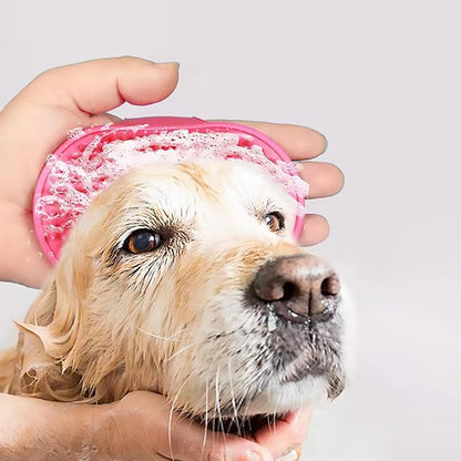 Dog Bath Brush. Dog Washing Brush.2 Sets Short Haired and Long Haired Dog and Cat Bath Brushes (rose)