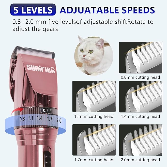 Professional Dog Grooming Clippers for Thick Coat - Dog Hair Trimmer for Grooming- Sheep Shears for Thick Hair – Pet Grooming Clippers for Dogs, Cats, Sheeps, Horse (Rose Gold)