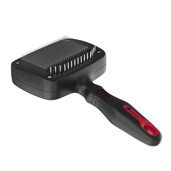 Self Cleaning Slicker TWO in One Brush - Updated Button - Slicker & Undercoat Rake - Remove Shedding Dog Hair, Undercoat & Mats, for Medium & Long Haired Dogs, Great for Husky, GSD