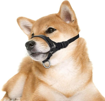 Lepark Nylon Dog Muzzle for Small,Medium,Large Dogs Prevent from Biting,Barking and Chewing,Adjustable Loop(L/Black)