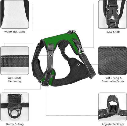 Custom Dog Harness with Name Phone No., Customized No Pull Pet Vest for Small Medium Large Dog, Personalized Heavy Duty Dog Vest, Adjustable Reflective Pet Harness Custom, DeepRed, S