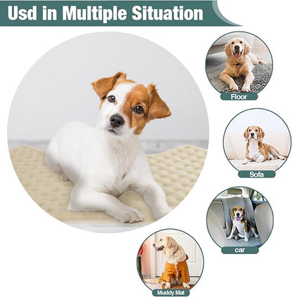 Small Dog Mat Washable Memory Foam Crate Bed Pad for Puppy Dog Cushion Mat Anti Slip Flat Dog Cage Padded Mat Beige,28"x20"