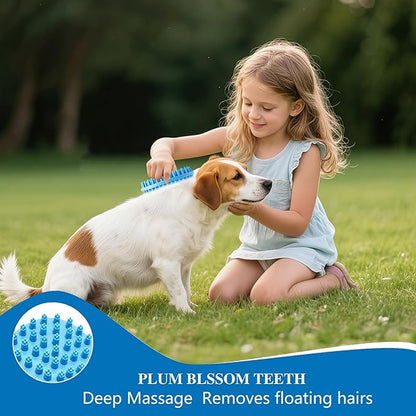 Dog Grooming Brush, Lilpep Pet Shampoo Bath Brush Soothing Massage Rubber Comb with Adjustable Ring Handle for Long Short Haired Dogs and Cats