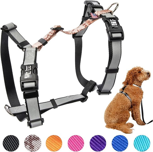 No Pull Harness with Fully Customizable Fitment for Medium Dogs - 3M Reflective Heavy Duty Harness for Walking & Training - No Choke Comfortable Collar Design, Made in USA M-Camo