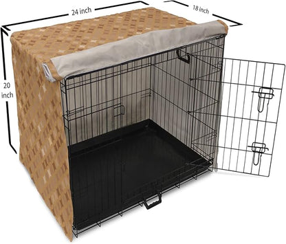 Lunarable Abstract Dog Crate Cover, Classic Print of Retro Style Round Intricate, Easy to Use Pet Kennel Cover for Cats & Medium Dogs, 24 Inch, Cocoa Pale Brown
