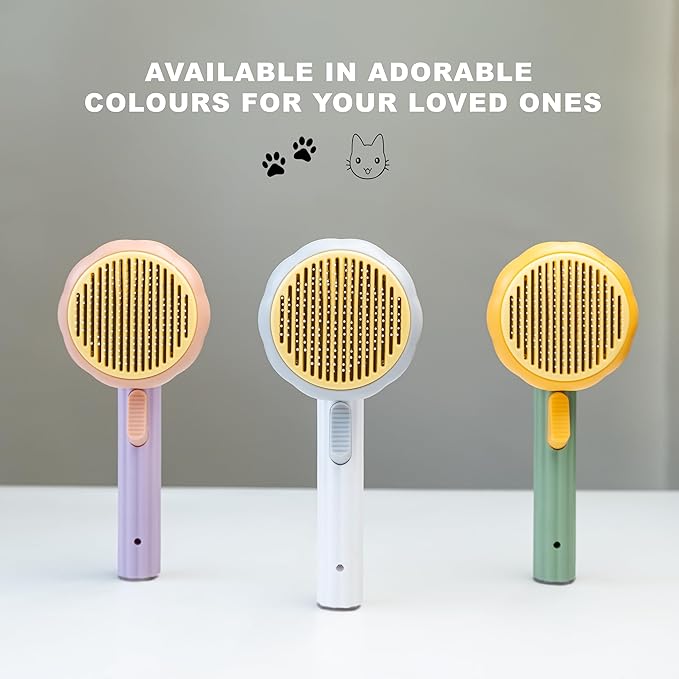 Self Cleaning Slicker Brush, Dog Cat Bunny Pet Grooming Shedding Brush - Easy to Remove Loose Undercoat, Pet Massaging Tool Suitable for Pets with Long or Short Hair (Orange & Green)
