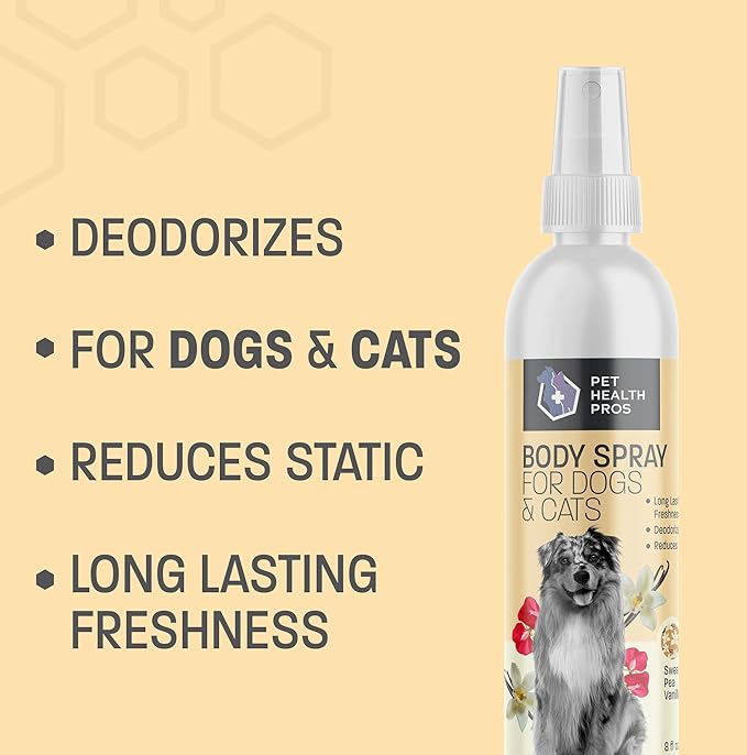 Sweet Pea Vanilla Scented Dog Deodorizing Spray for Dogs and Cats - Long Lasting Pet Cologne and Deodorizer - 8 oz