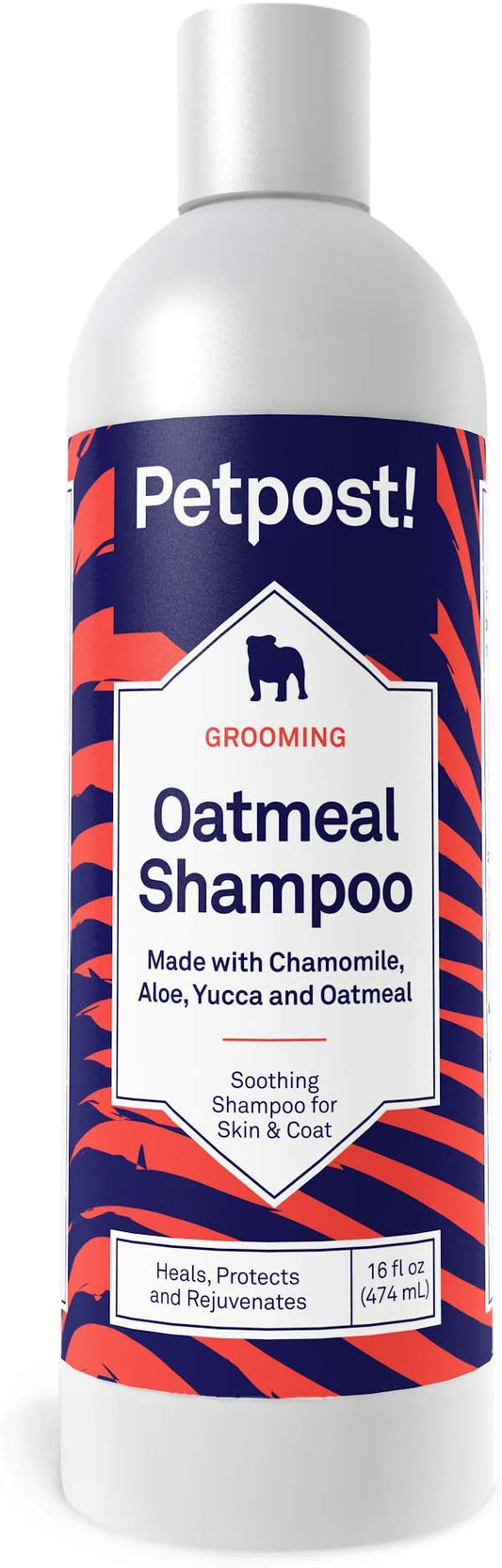 Petpost | Oatmeal & Chamomile Shampoo for Dogs with Dry Skin - Naturally Heals, Protects, Rejuvenates Dog Skin & Coat - Oatmeal, Chamomile, Aloe & Yucca Formula 16 oz.