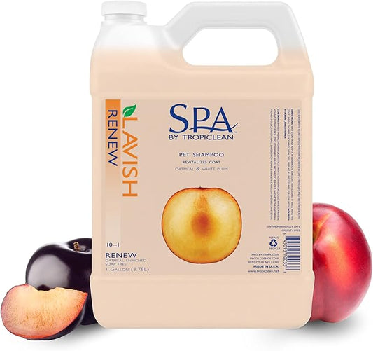 TropiClean SPA Lavish Dog Shampoo | Renew Deodorizing Dog Shampoo | Naturally Derived Salon Grade Ingredients | Made in the USA | 1 Gallon
