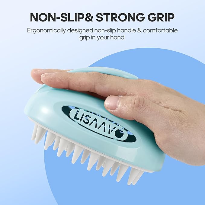 Pet Grooming Brush for Long & Short Hair Dogs Cats,Multi-purpose silicone massage & bath brush for pets,promotes shiny coats,Blue
