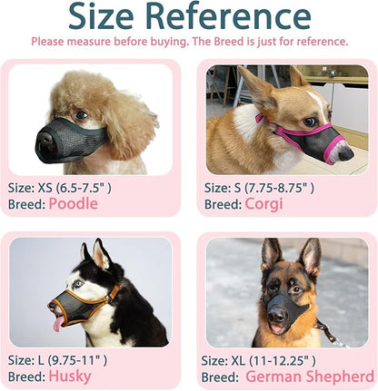 LUCKYPAW Dog Muzzle, Mesh Dog Muzzle for Large Medium Small Dogs, Soft Muzzles for Biting Chewing Fierce Barking, Breathable Muzzle with Adjustable Strap for Training (Hot Pink, S(Snout:7.75"-8.75"))