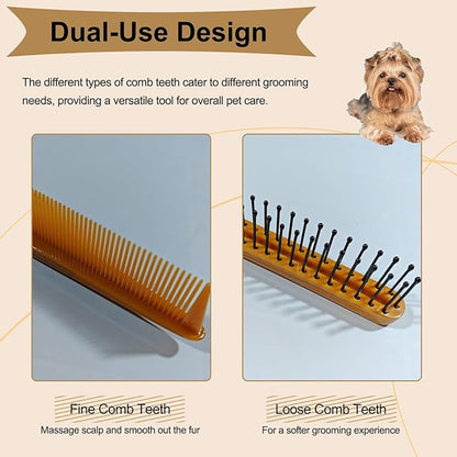 Folding Small Dog Grooming Brush - Perfect for Shih Tzus, Yorkies, and Maltipoos - Ideal Puppy Hair Brushes for Maltese and Small Breeds (Yellow)