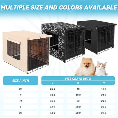 X-ZONE PET 30" Dog Crate Cover for Indoor/Outdoor - Heavy Duty Polyester Pet Kennel Cover Fits for Wire Dog Cage Beige