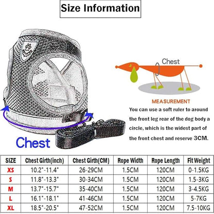 FEimaX Dog Harness and Leash Set for Walking, Soft Mesh Adjustable Easy Control Lightweight Cat Vest Harnesses with Reflective Strips, Escape Proof Small Dogs Cats Vests