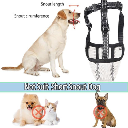 Large Dog Muzzle, Muzzle for Large Dogs to Prevent Eating/Chewing/Biting, Breathable Reflective Adjustable Medium Dog Accessories Dog Muzzle (Beige, M)
