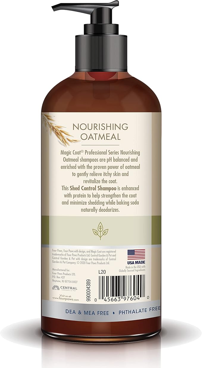 Four Paws Magic Coat Professional Series Nourishing Oatmeal De-Shedding Dog Shampoo, 16 oz.