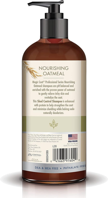 Four Paws Magic Coat Professional Series Nourishing Oatmeal De-Shedding Dog Shampoo, 16 oz.