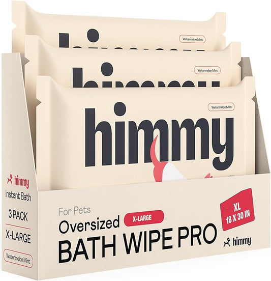 Himmy XL Pet Wipes for Dogs and Cats – 18” x 30” Bath Wipes for Cleaning, Deodorizing, Conditioning, Anti-Itch Grooming, Wet Dog Wipes for Paws, Butt, Ear, Eye, Face, Whole Body Watermelon