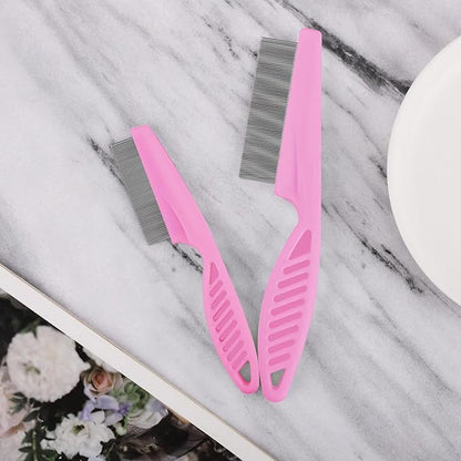 Pet Hair Comb, 2 in 1 Multifunctional Pet Hair Comb for Grooming and Dehairing, Flea and Tear Stain Removal Cat And Dog Comb, Pink (2 Count)