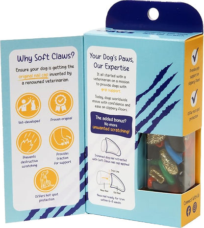 Soft Claws Nail Caps for Dogs with Non-Slip Design Made in USA - 40 Dog Nail Covers for Long-Lasting Protection of Floors and Furniture - The Games (Blue, Black, Red, Gold Sparkle, Green), X-Large