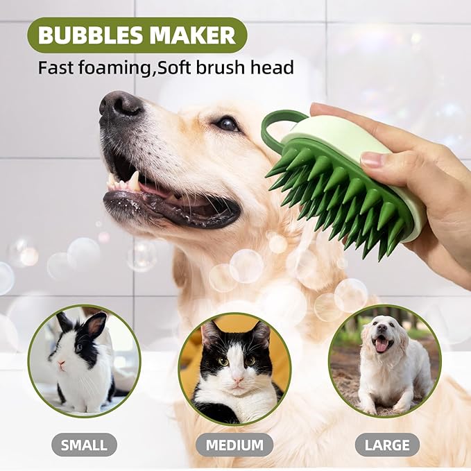 Dog Grooming Brush Set, 7 PCS Dog Slicker Deshedding Hair Brushes for Short Long Haired Dogs Cats, Dog Scrubber Shower Wash Brush, Dematting Comb, Scissor, Green