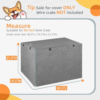 Dog Crate Cover - Kennel Covers Fit for 30 Inch Dogs Crate, Double Door Polyester for Wire Puppy Cage Indoor Outdoor Protection, Grey