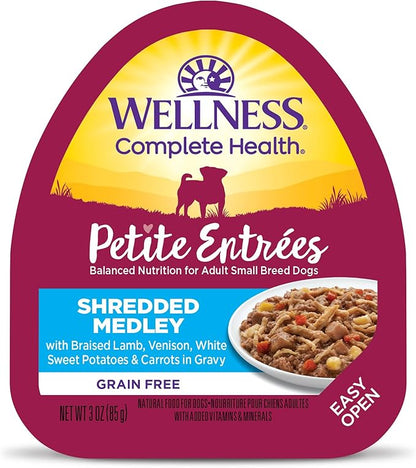 Wellness Petite Entrées Shredded Medley With Braised Lamb, Venison, White Sweet Potatoes & Carrots, 3 Ounce (Pack of 12)