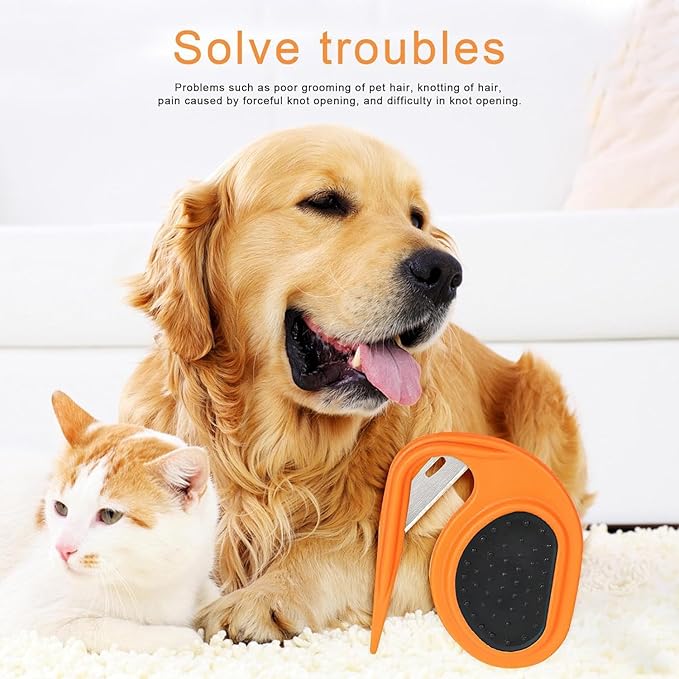 Orange Pet Knotting Comb for Cats, Grooming Combs De Knotting Comb for Removing Matted Hair, Detangling Knots for Dogs and Cats