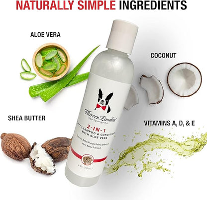 Warren London 2in1 Puppy Shampoo & Conditioner – Tearless Pet Shampoo for Puppies & Cats – Made in USA - 8oz