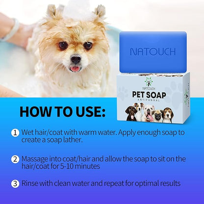 Antifungal Soap for Dog, Dog Shampoo for Allergies and Itching, Natural Soap Bar with Tea Tree Oil, and Lavender Oil, Helps with Infections & Fungus Irritation Itching