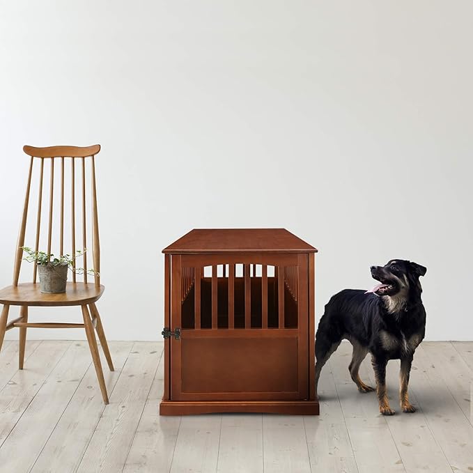 Casual Home Wooden Pet Crate, End Table, Large, New Walnut