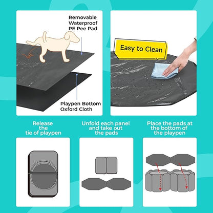 Small Animals Playpen Pop up Small Pet Cage Enclosure Hutch Kennel Tent Chick Run Brooder Box Coop Portable Foldable Outdoor Yard Fence for Kitten Ferret Puppy Guinea Pig Rabbit Hamster Chinchillas