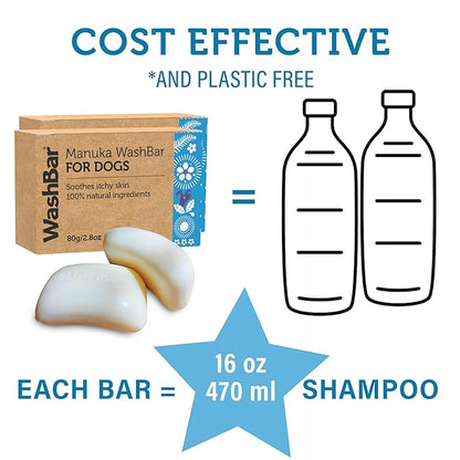 Dog Shampoo Bar Soap for Itchy Skin Relief - Twin Pack - Concentrated Dog Soap for Sensitive Skin with Natural Manuka and Neem Oil to Ease Allergies and Itching