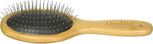 Pro-Finish Pin Grooming Brush with Carbonized Bamboo Handle, Large, 9"