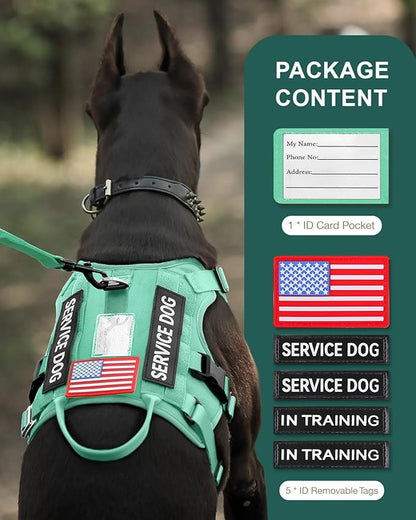FAYOGOO Tactical Dog Harness for Large Dogs - Mesh Breathable Dog Harness Escape Proof with Handle - No Pull Military Service Dog Vest with Removable Patches for Walking,Training,Hiking