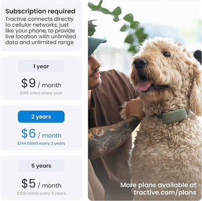 Tractive XL GPS Dog Tracker (50 lbs+) | Real-time Pet Location Tracker | Health & Wellness Alerts | Virtual Fence for Dogs | Dog Collar Attachment (Green)