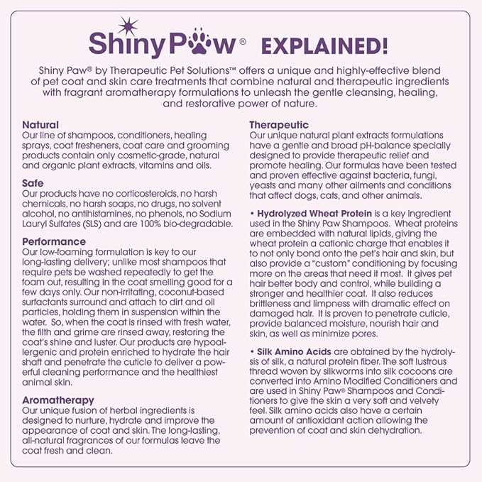 Lavender Shampoo Spa Essentials Nourishing Dog Body Wash 16 oz by Shiny Paw | Anti Itch Shampoo for Dogs | Dog Bath Coat Cleansing for Dogs | Made in The USA