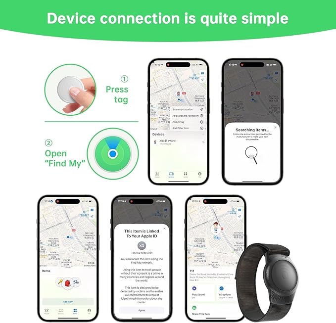 GPS Tracker for Kids, Teen, Special Needs, and Elderly, Works with Find My (iOS Only) APP, Waterproof, No Monthly Fee (Black)